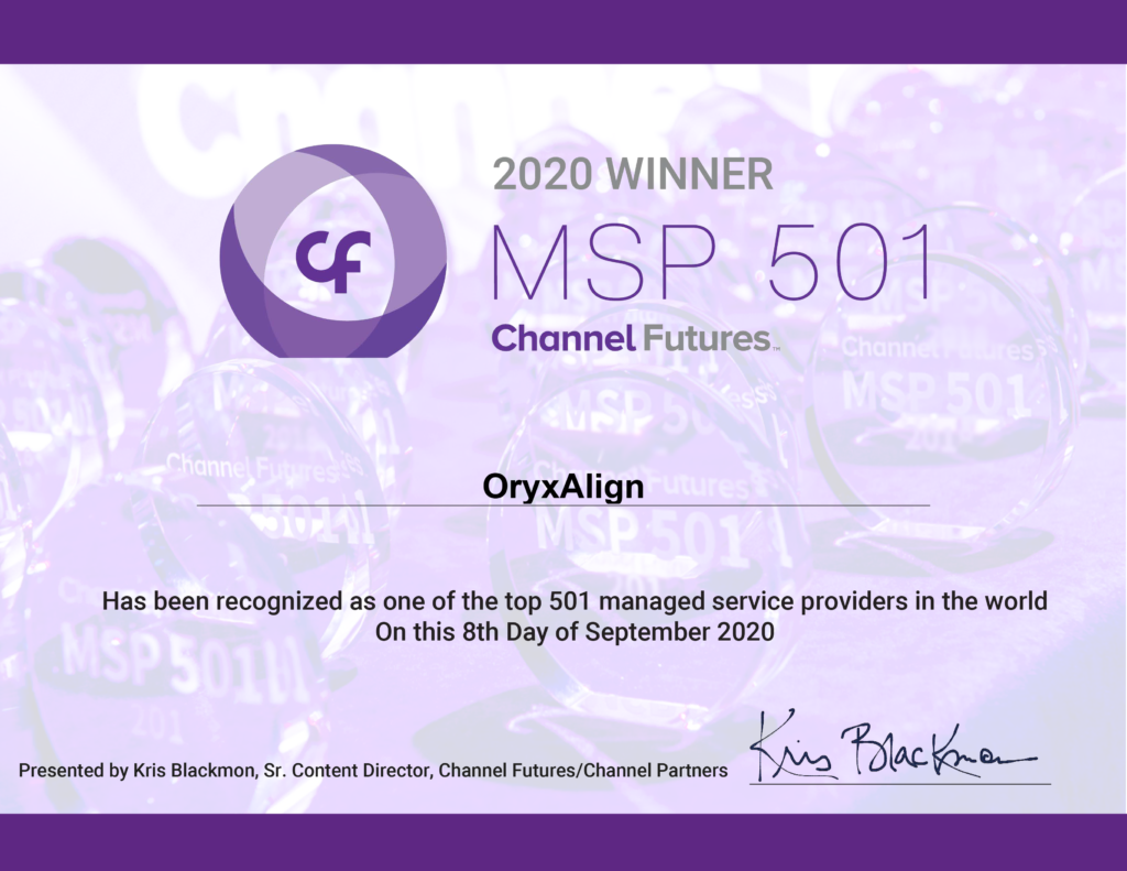 OryxAlign rated among the world’s leading MSP’s